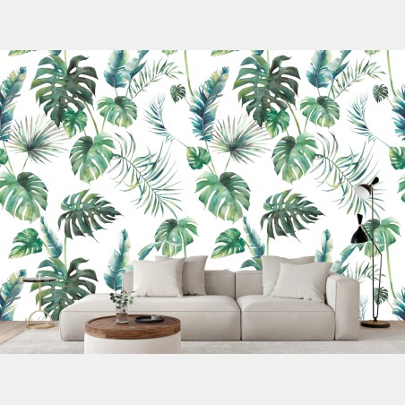 Fototapete aquarell tropische blätter muster – Wallnifity®