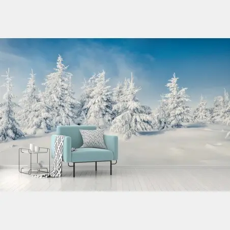 Fototapete panorama verschneiten waldes – Wallnifity®