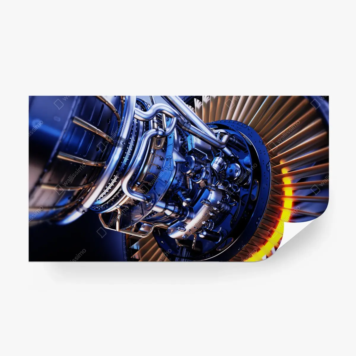 Fototapete nahaufnahme einer turbinenanlage in blau und orange – Wallnifity®