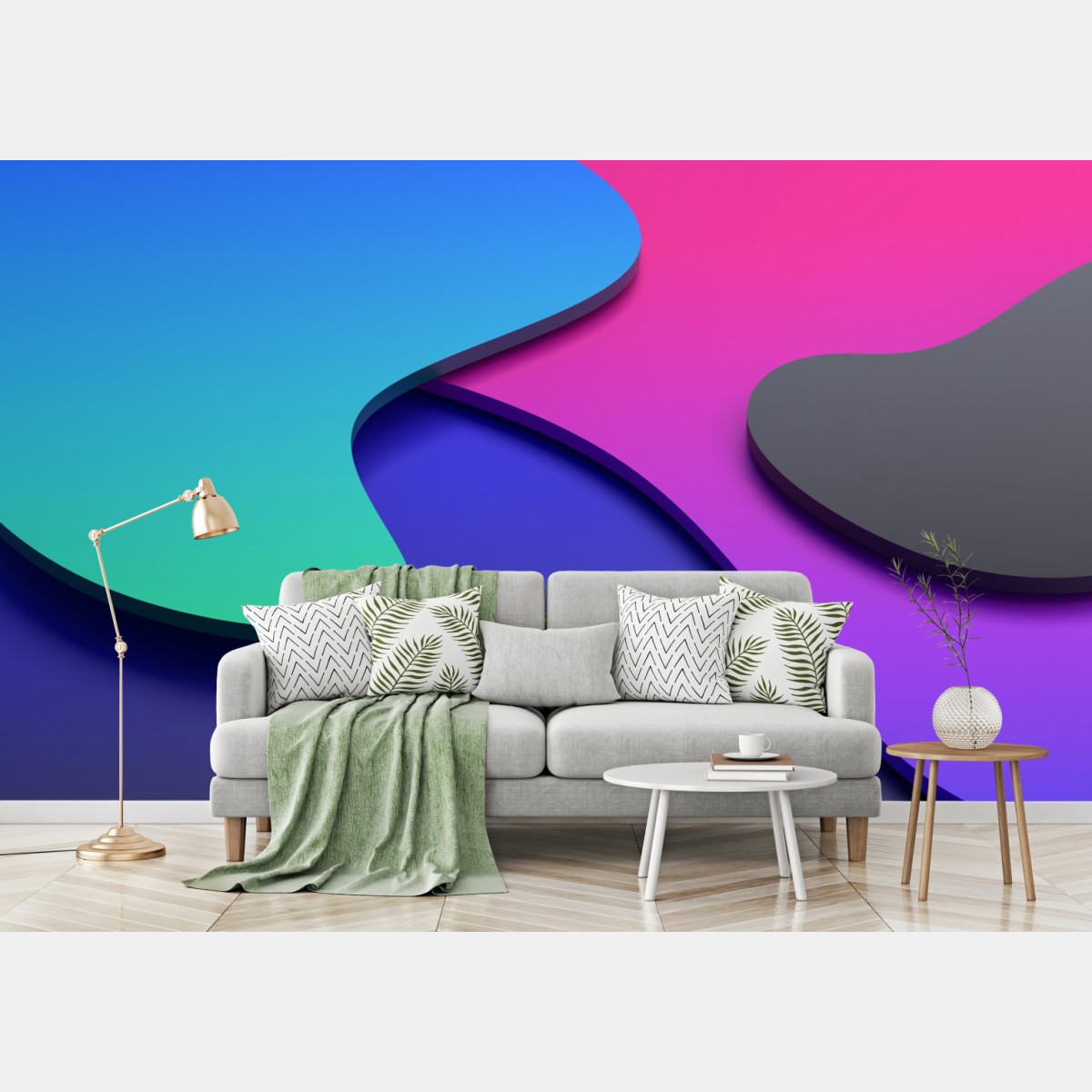 Fototapete lebhafte abstrakte 3d-kurven – Wallnifity®