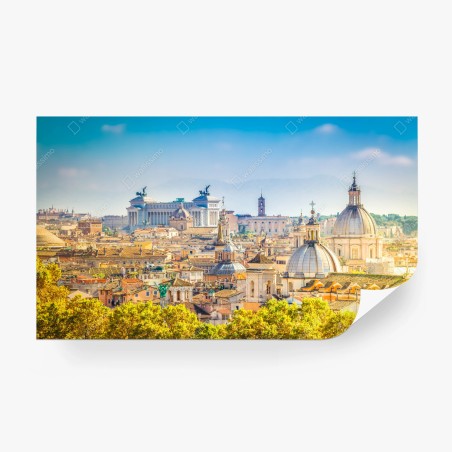 Fototapete sonnige skyline von Rom mit kuppeln – Wallnifity®