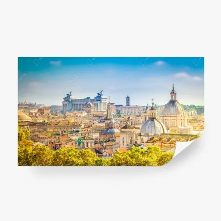 Fototapete sonnige skyline von Rom mit kuppeln – Wallnifity®