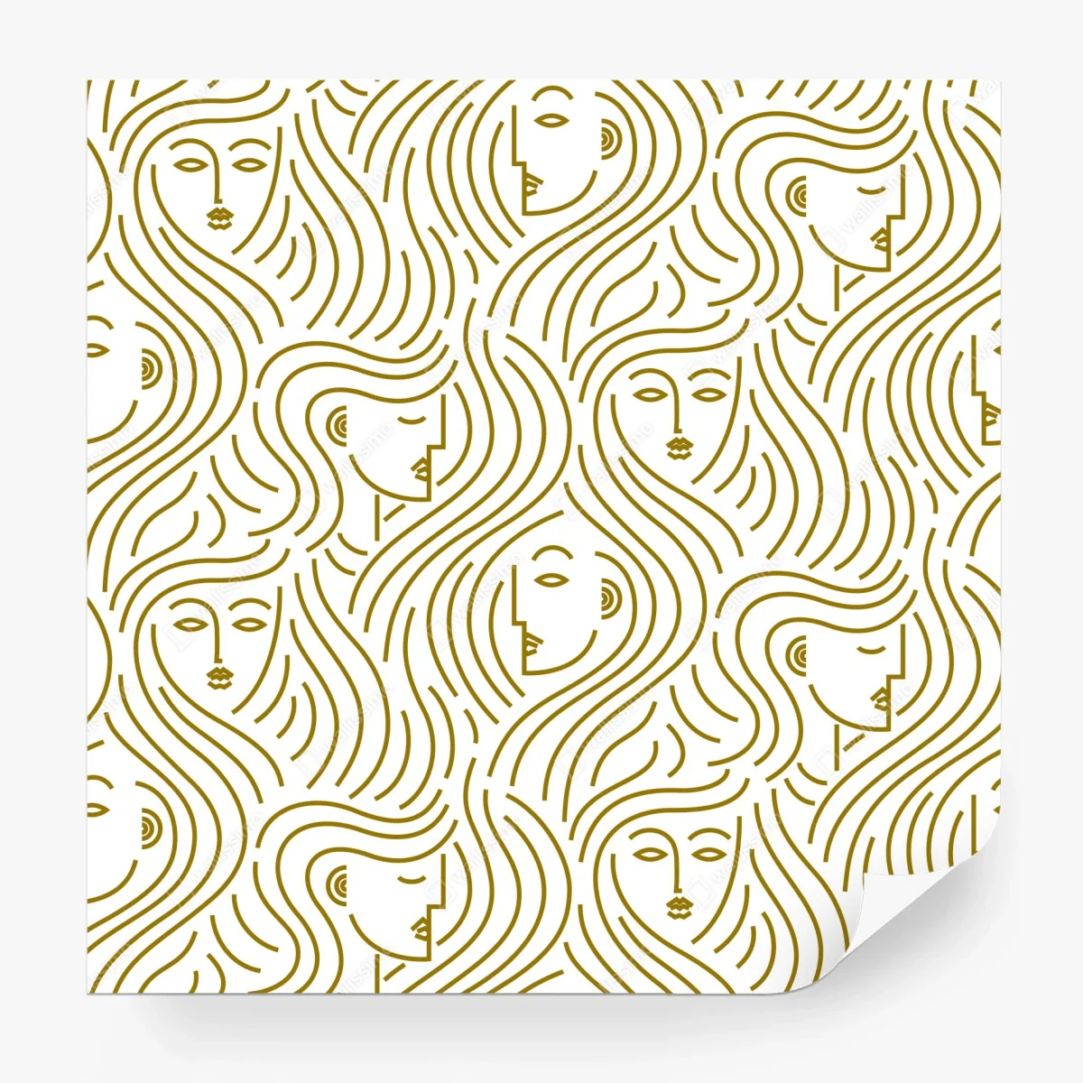 Fototapete goldene fließende gesichter nahtloses muster – Wallnifity®