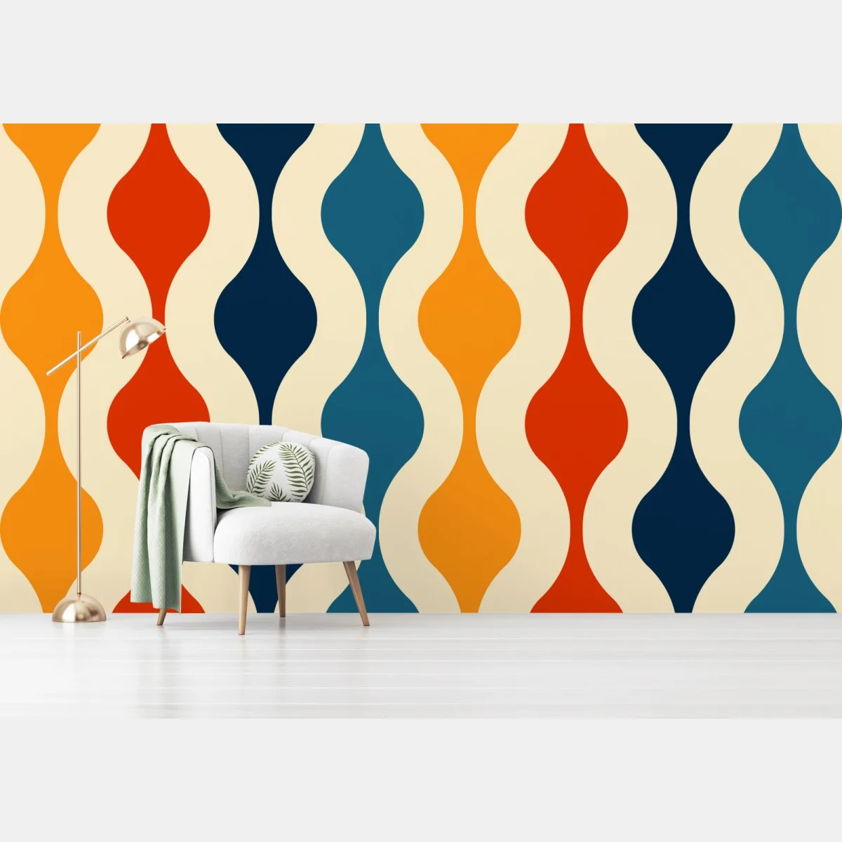 Fototapete retro welliges mid-century muster – Wallnifity® Fototapete retro welliges mid-century muster – Wallnifity®