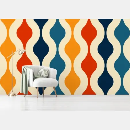 Fototapete retro welliges mid-century muster – Wallnifity®