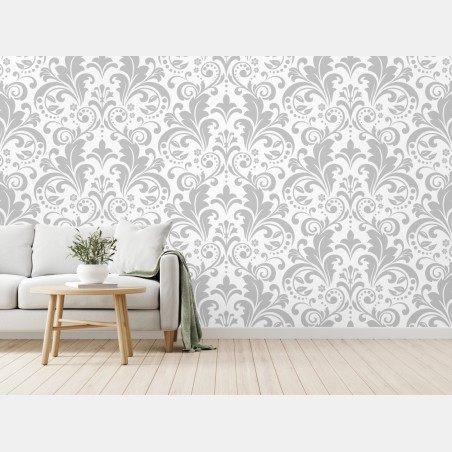 Fototapete elegantes graues damastmuster – Wallnifity®