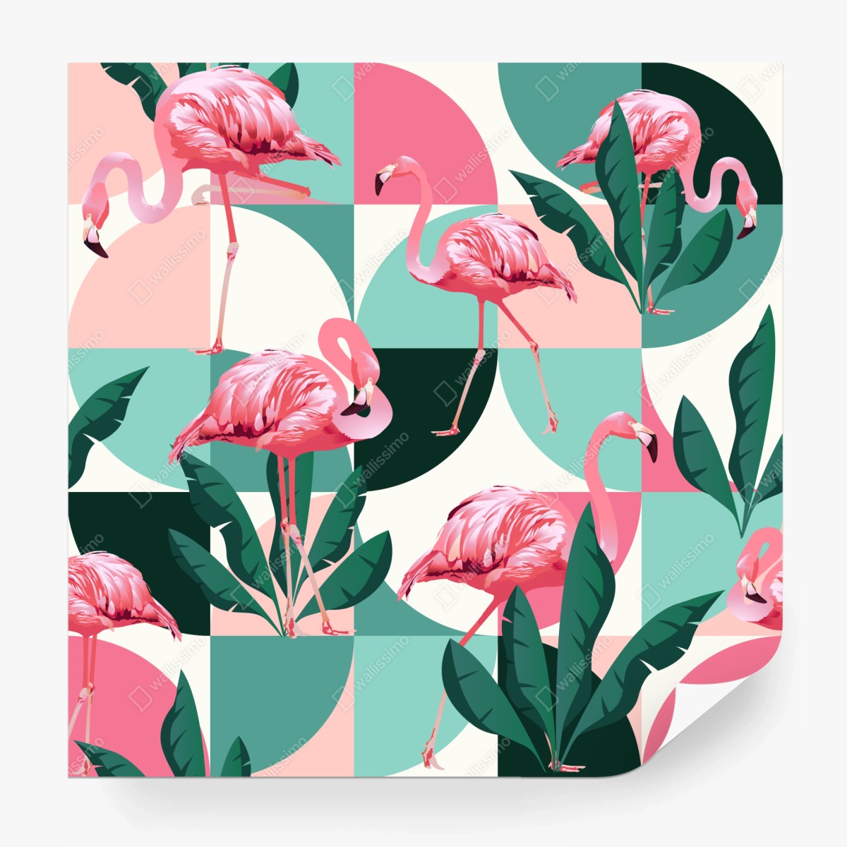 Fototapete verspieltes rosa flamingo-muster – Wallnifity®