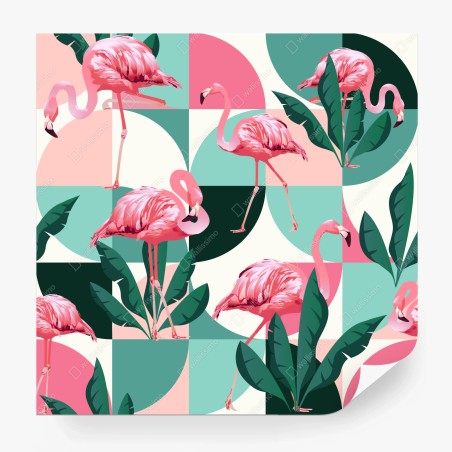 Fototapete verspieltes rosa flamingo-muster – Wallnifity®