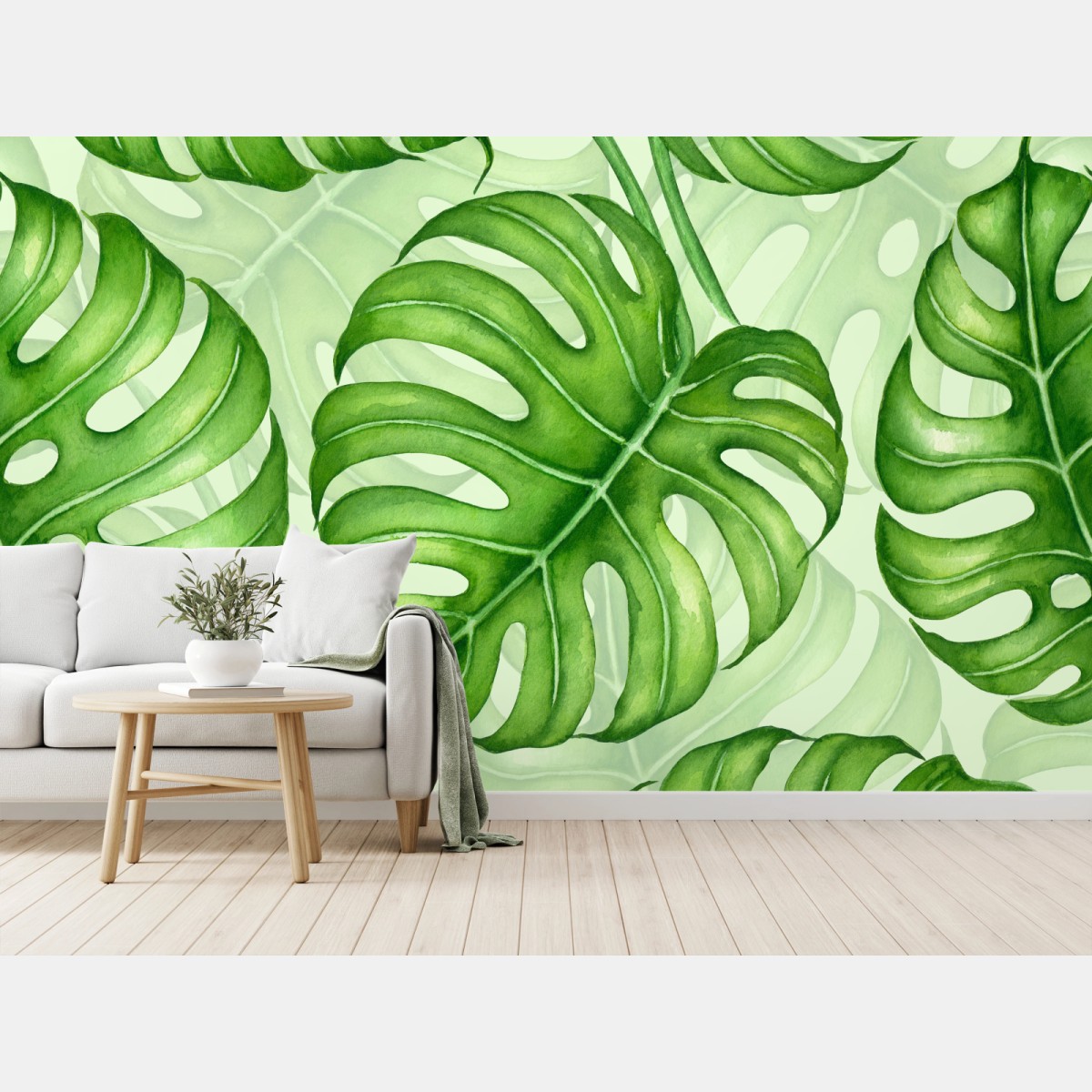 Fototapete aquarell monstera blättermuster – Wallnifity®
