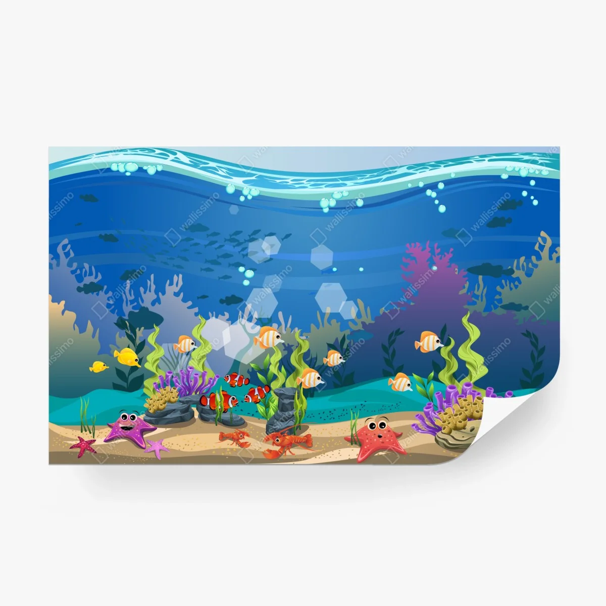 Fototapete verspielte unterwasserwelt mit korallenriff – Wallnifity®