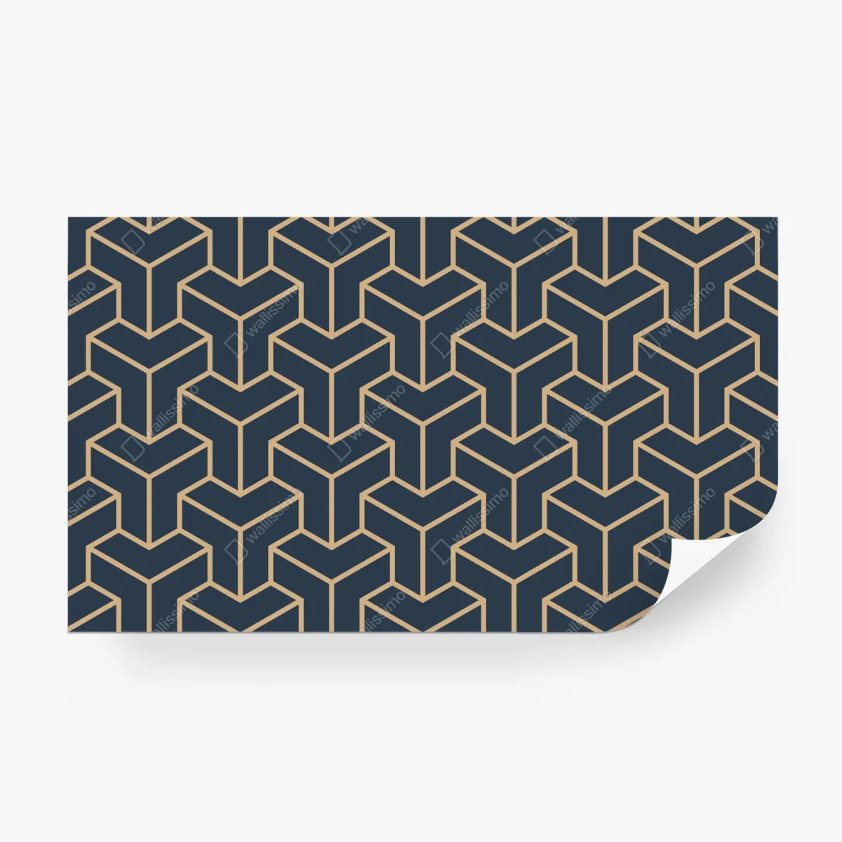 Fototapete marineblaues geometrisches würfelmuster – Wallnifity®