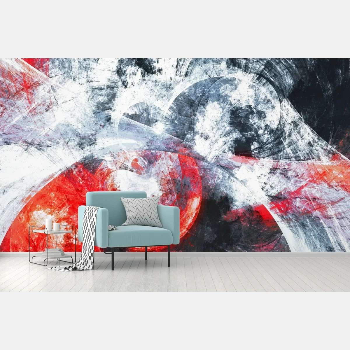 Fototapete dynamische rote und weiße abstrakte komposition – Wallnifity® Fototapete dynamische rote und weiße abstrakte komposition – Wallnifity®