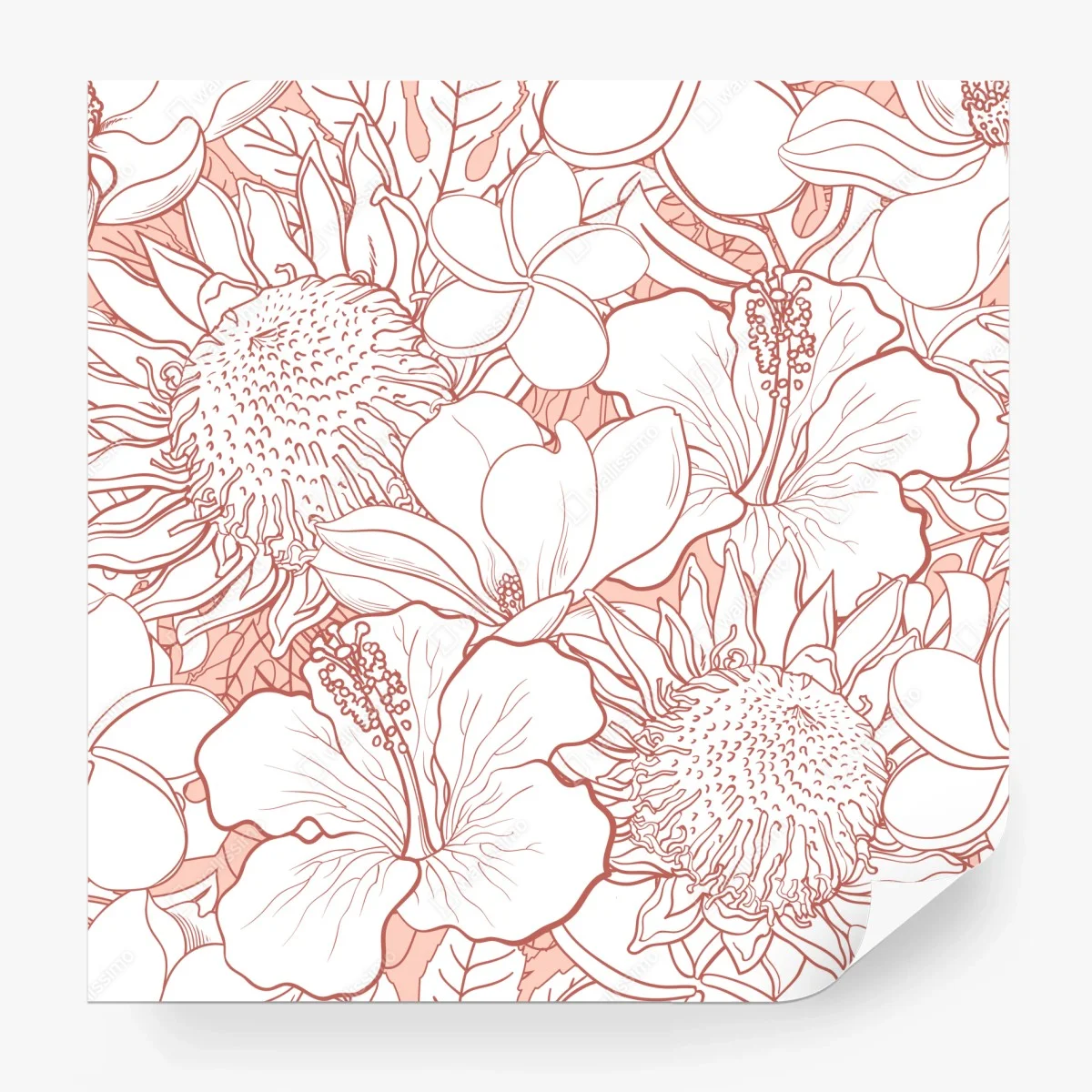 Fototapete zartes korallenfarbenes blumenmuster – Wallnifity®