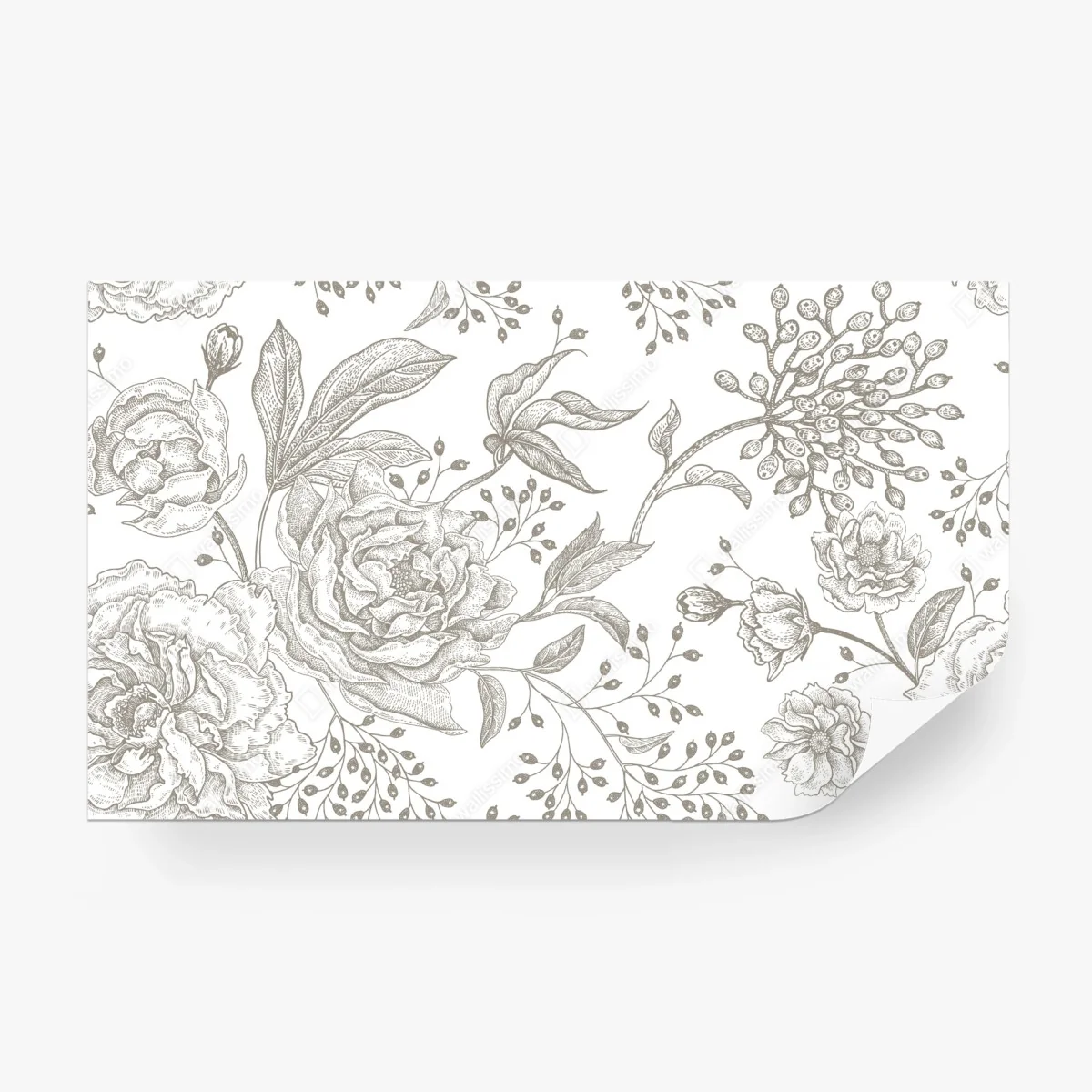 Fototapete zartes botanisches blumenmuster im vintage-stil – Wallnifity®