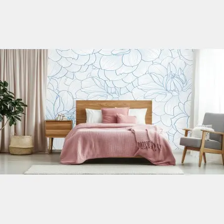 Fototapete zartes blaues blumenmuster – Wallnifity®