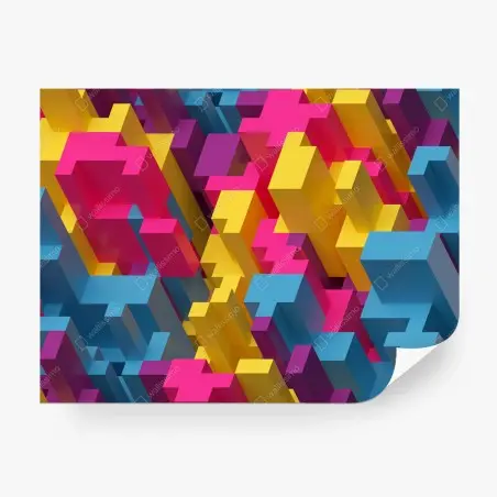 Fototapete buntes 3d-voxel-muster – Wallnifity®