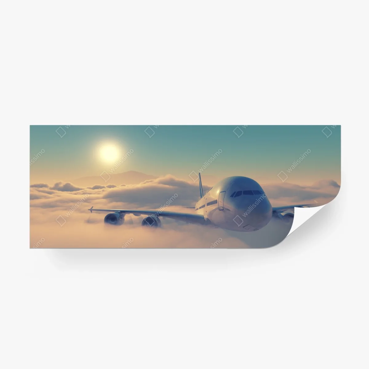 Fototapete flugzeug über den wolken im morgengrauen – Wallnifity®