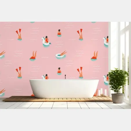 Fototapete verspieltes pastell poolmuster – Wallnifity®