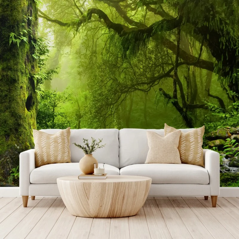 Fototapete verzauberter grüner waldbach – Wallnifity® Fototapete verzauberter grüner waldbach – Wallnifity®