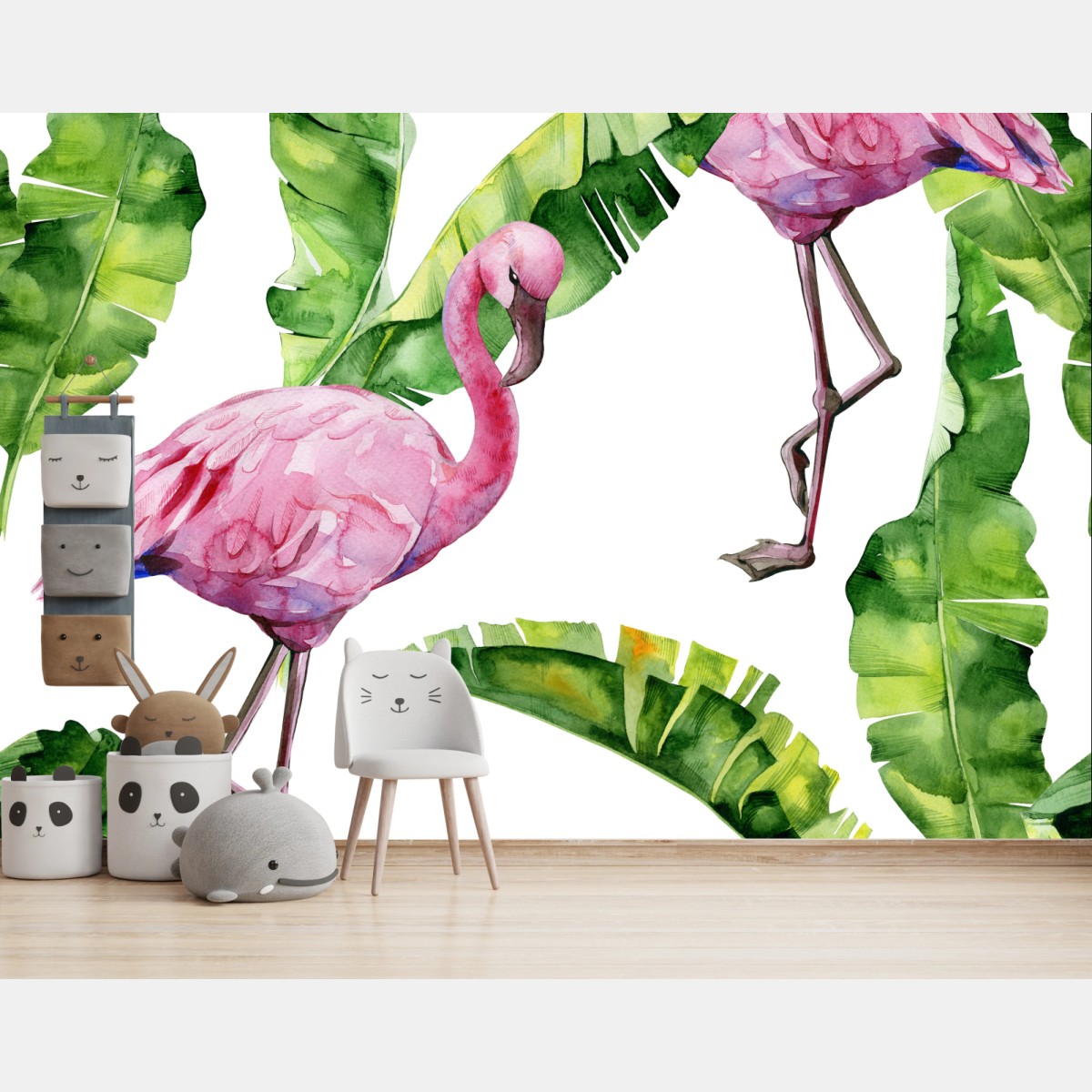 Fototapete rosa flamingo aquarellmuster – Wallnifity®