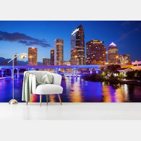 Fototapete Tampa skyline bei nacht – Wallnifity®