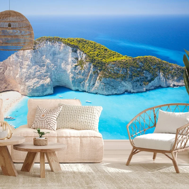 Fototapete Navagio-Bucht türkisblauer strand, Zakynthos – Wallnifity®