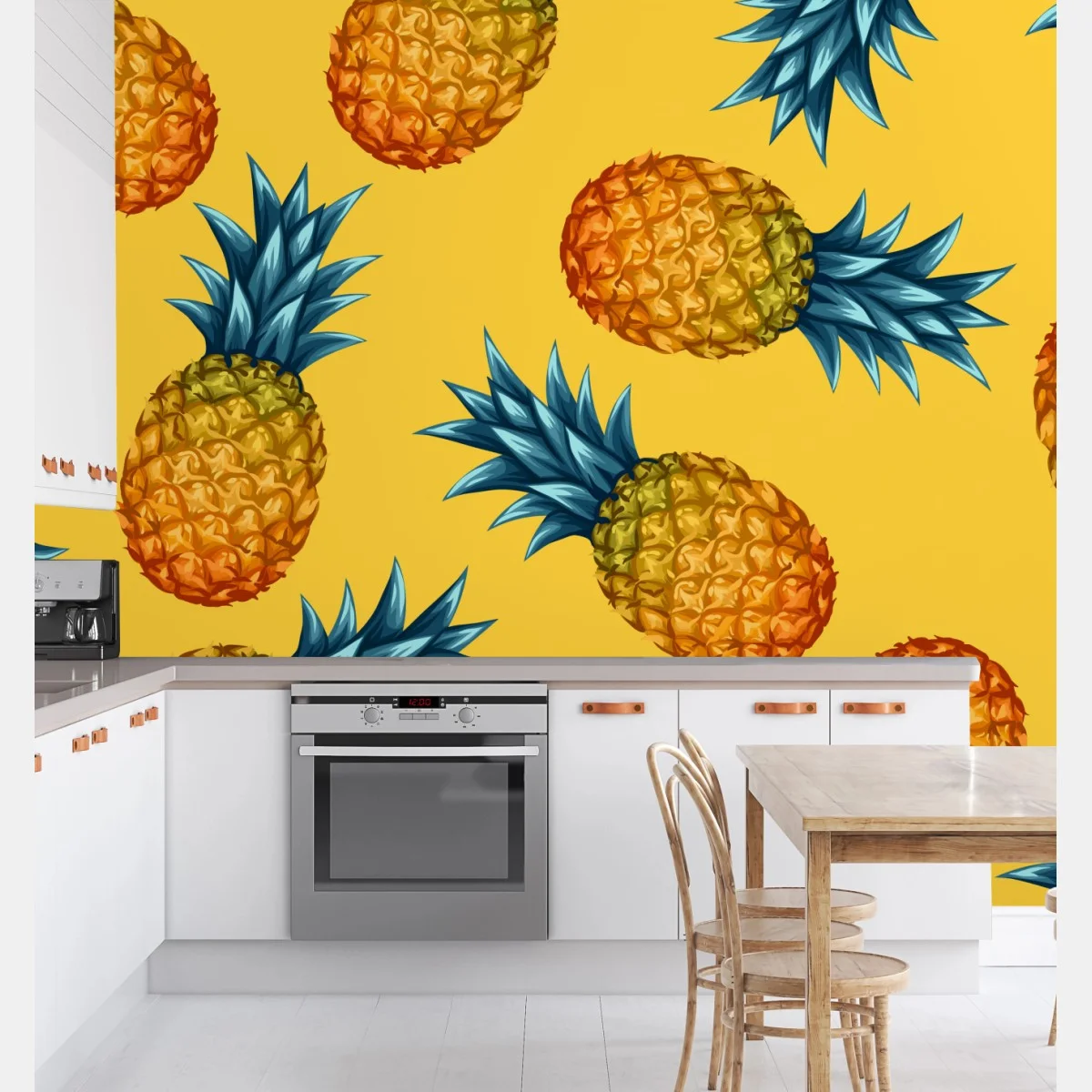 Fototapete tropisches ananasmuster auf gelbem hintergrund – Wallnifity® Fototapete tropisches ananasmuster auf gelbem hintergrund – Wallnifity®