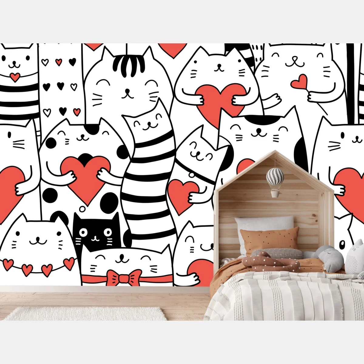 Fototapete süße katzen mit herzen muster – Wallnifity® Fototapete süße katzen mit herzen muster – Wallnifity®