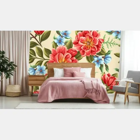 Fototapete lebhaftes aquarell blumenmuster – Wallnifity®