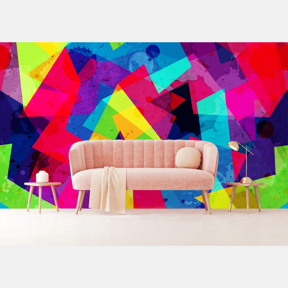 Fototapete lebendige geometrische aquarell-collage – Wallnifity®