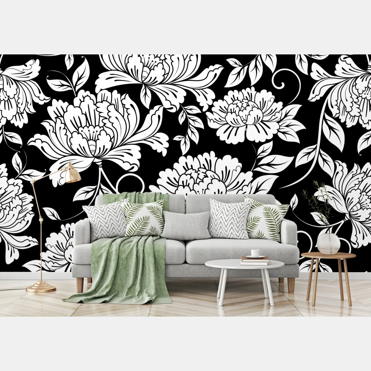 Fototapete monochromes blumenmuster – Wallnifity® Fototapete monochromes blumenmuster – Wallnifity®