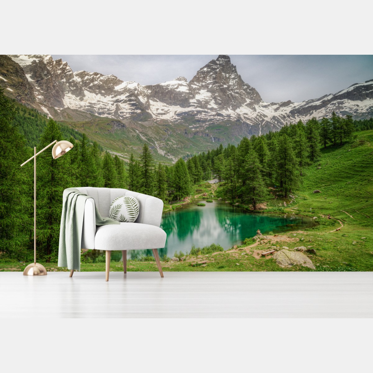 Fototapete blauer see bei Cervinia – Wallnifity®