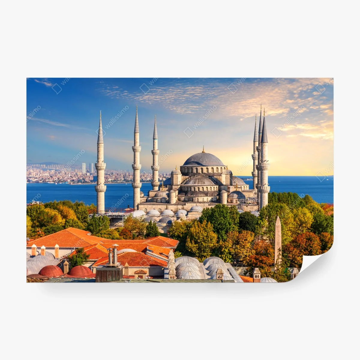 Fototapete Istanbul mit der Blauen Moschee bei Sonnenuntergang – Wallnifity®