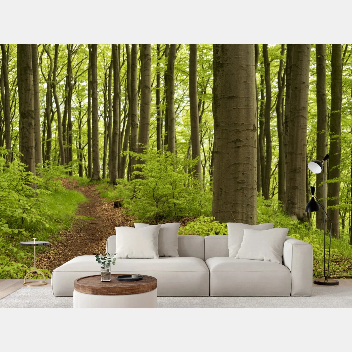 Fototapete ruhiger grüner waldweg – Wallnifity® Fototapete ruhiger grüner waldweg – Wallnifity®