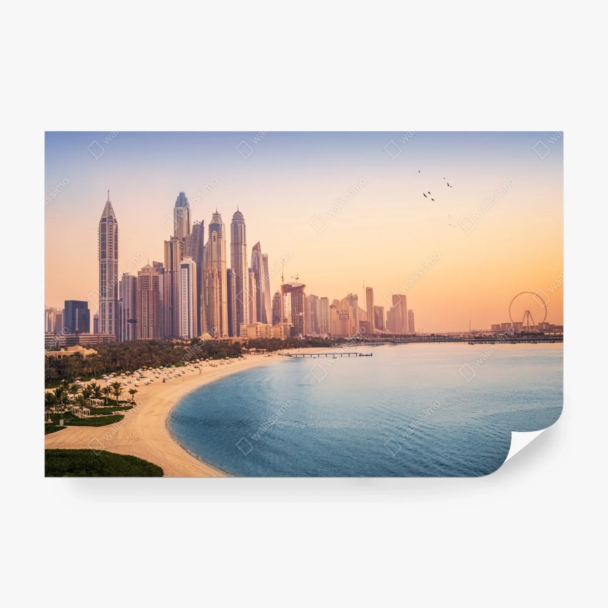 Fototapete Dubai skyline bei sonnenuntergang – Wallnifity®