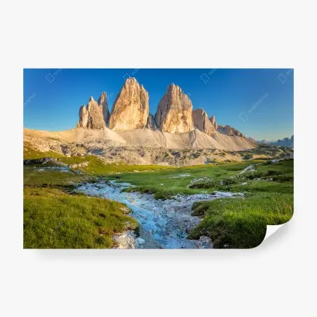 Fototapete Tre Cime di Lavaredo über der alpenwiese – Wallnifity®