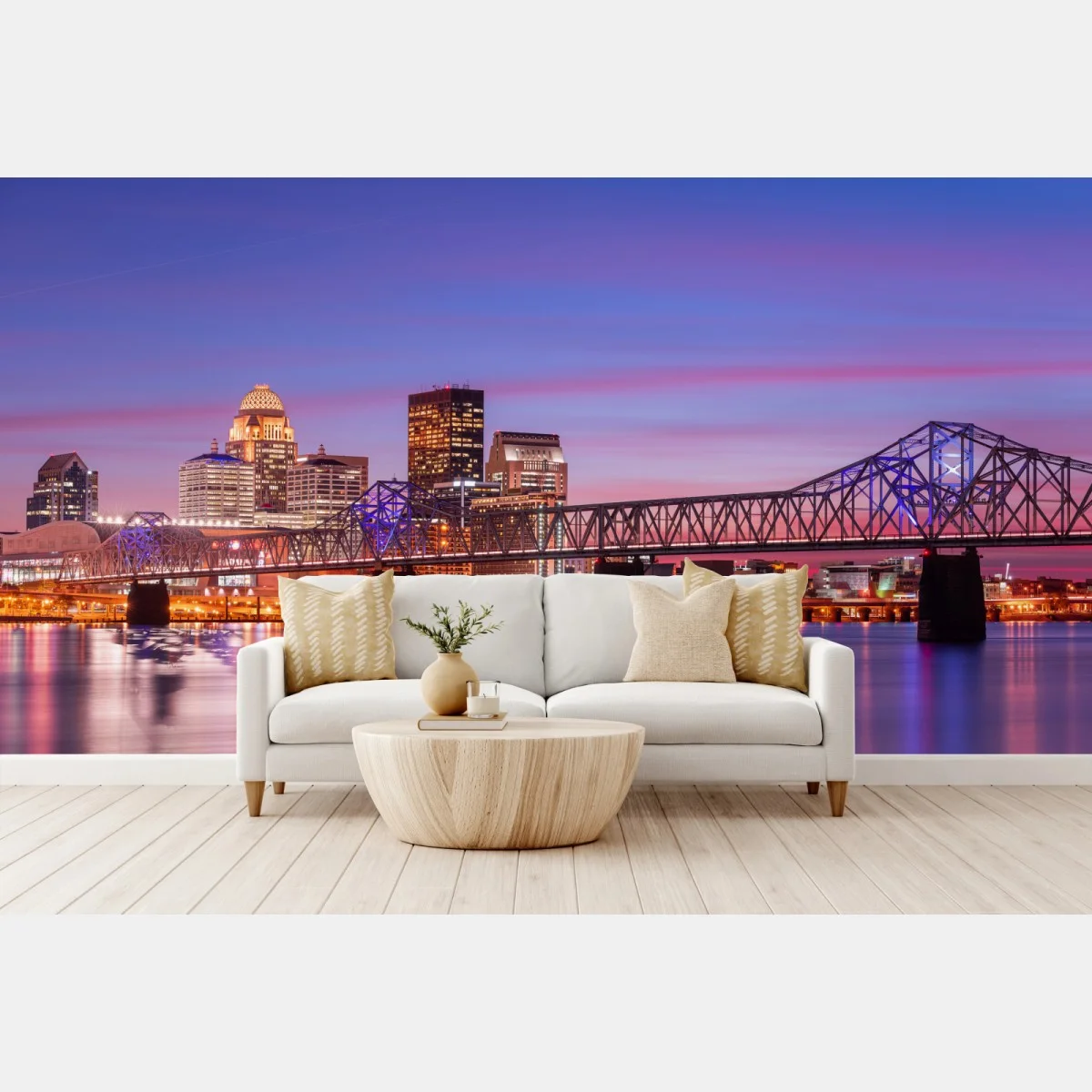 Fototapete Louisville skyline bei dämmerung – Wallnifity® Fototapete Louisville skyline bei dämmerung – Wallnifity®