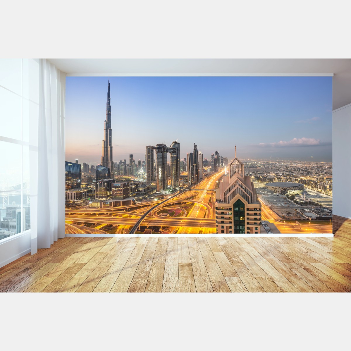 Fototapete skyline von Dubai bei dämmerung – Wallnifity®