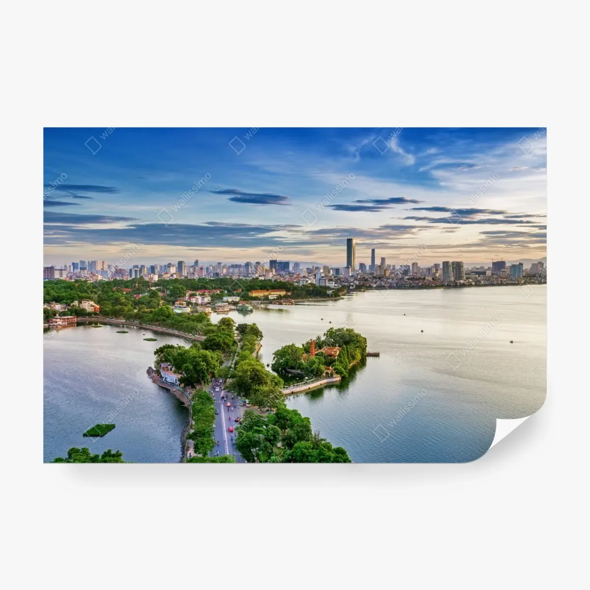 Fototapete ruhige städtische panorama am see – Wallnifity®