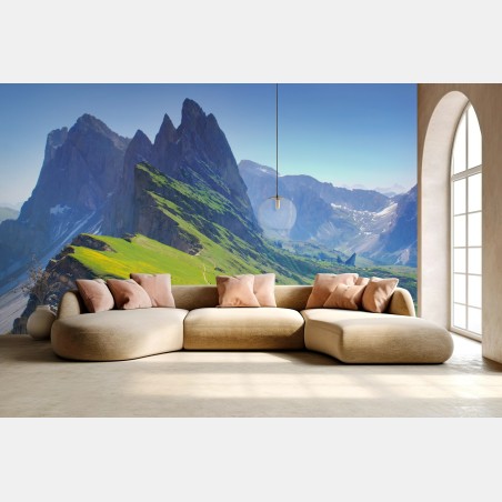 Fototapete majestätische Seceda in den Dolomiten – Wallnifity®
