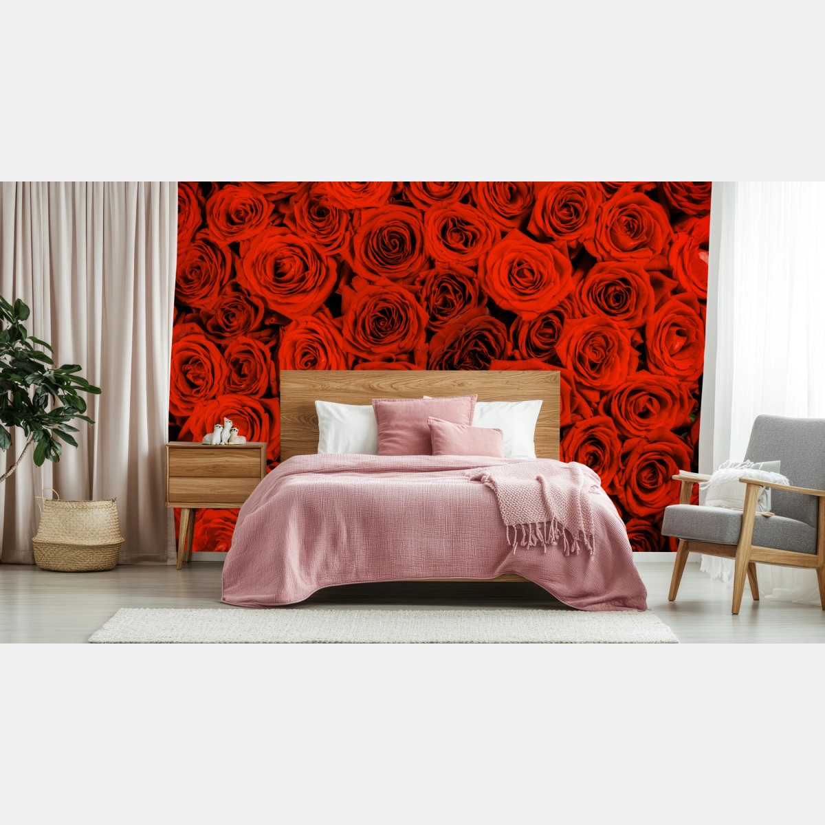 Fototapete prächtiger strauß roter rosen – Wallnifity®