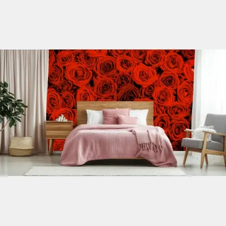 Fototapete prächtiger strauß roter rosen – Wallnifity®