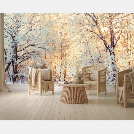 Fototapete wintersonne im verschneiten wald – Wallnifity®