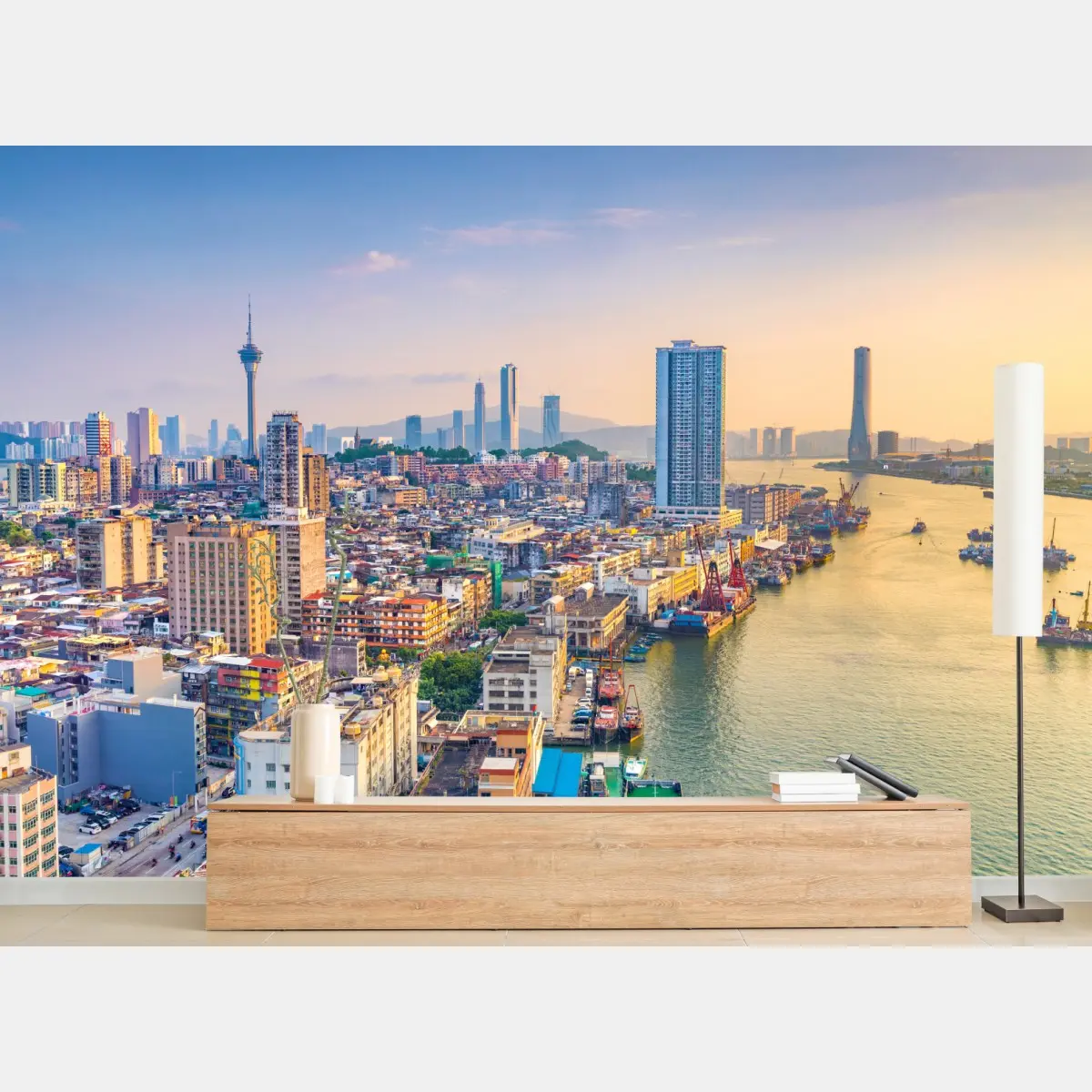 Fototapete Macau skyline bei sonnenuntergang – Wallnifity®