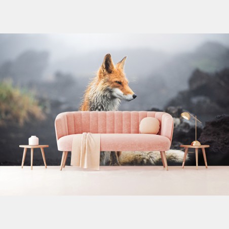 Fototapete roter fuchs in nebliger landschaft – Wallnifity®