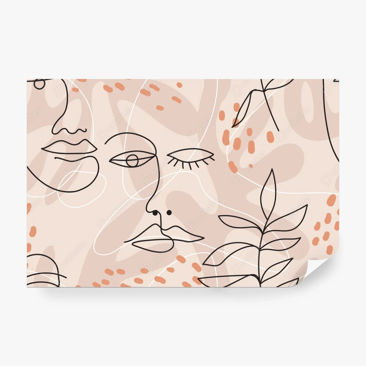 Fototapete pastell linienzeichnungen gesichter – Wallnifity®