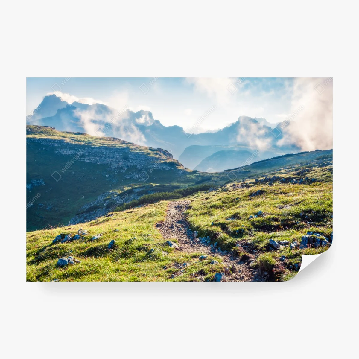 Fototapete nebliger morgen auf Monte Piana, Dolomiten – Wallnifity®