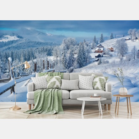 Fototapete winterweg zum alpendorf – Wallnifity®