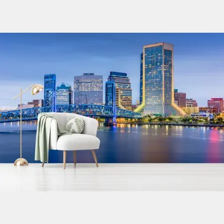 Fototapete Jacksonville skyline bei dämmerung – Wallnifity®