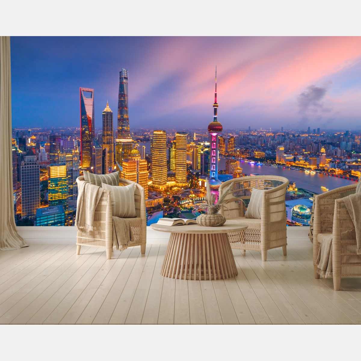 Fototapete Shanghai nächtliche skyline – Wallnifity®